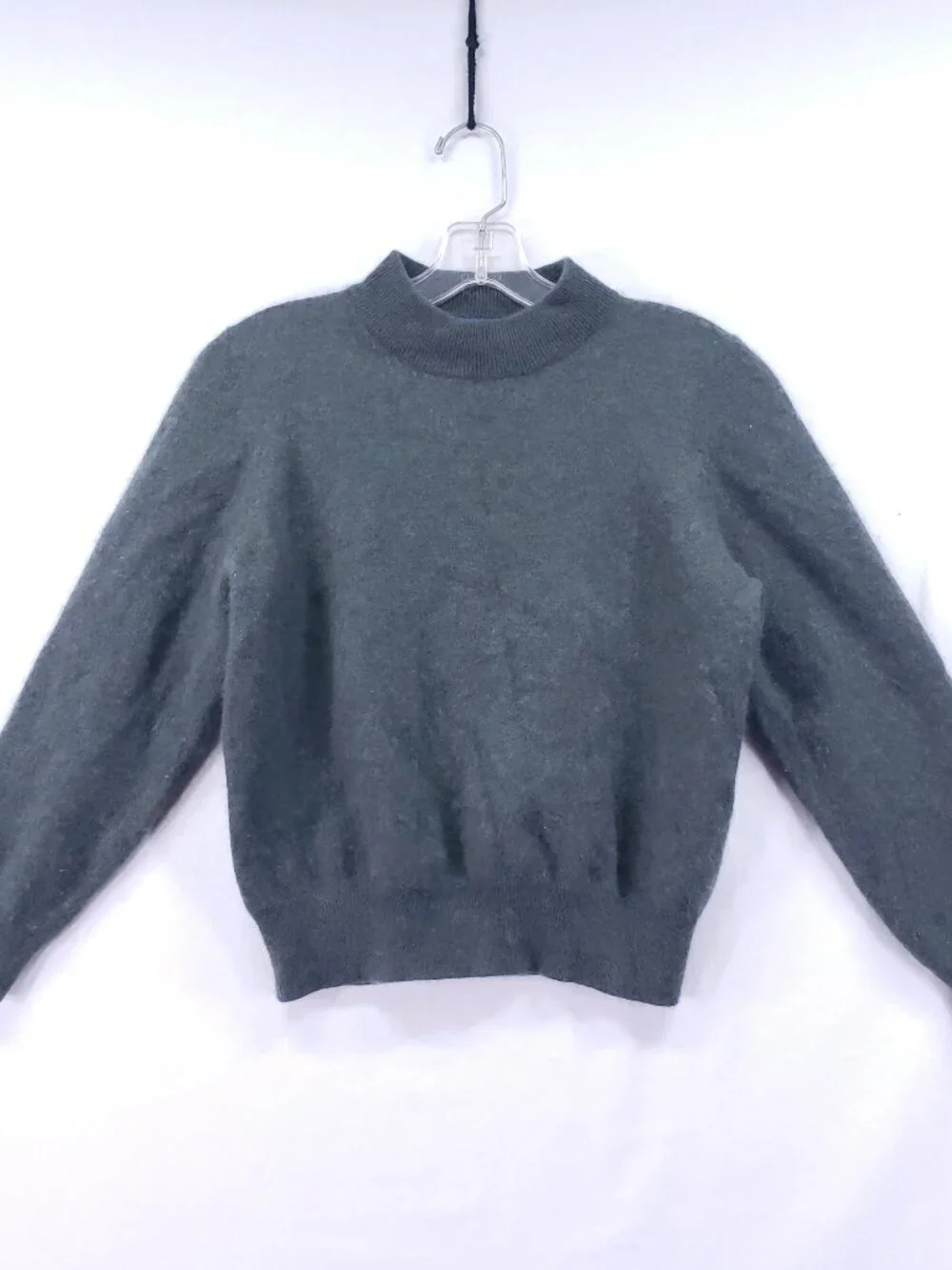 Charter Club 2 Ply 100% Cashmere Sweater Size L Pullover Mock Gray Preppy
